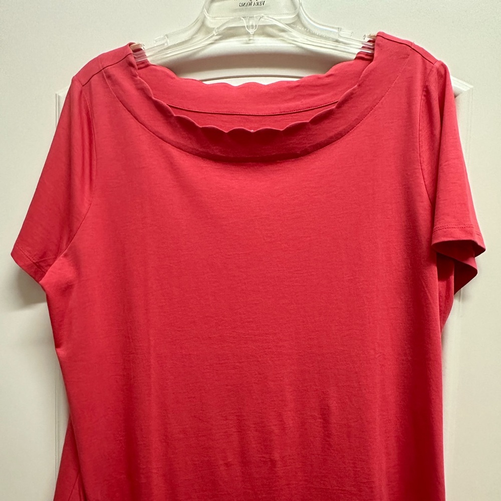 Talbots scalloped neckline top, pima cotton, size 1X